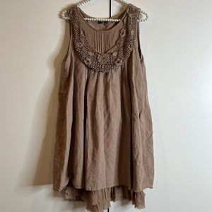 100% Cotton Crochet Tunic Dress Lagenlook Boho Size Small